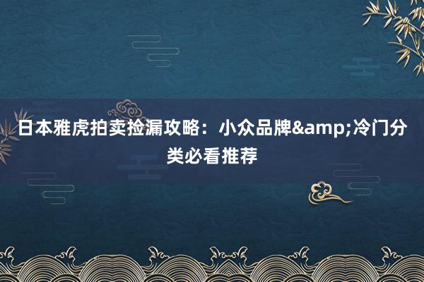 日本雅虎拍卖捡漏攻略：小众品牌&冷门分类必看推荐