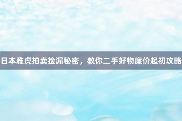 日本雅虎拍卖捡漏秘密，教你二手好物廉价起初攻略