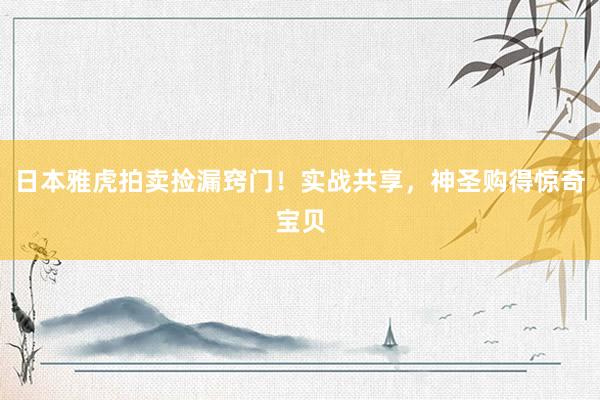 日本雅虎拍卖捡漏窍门！实战共享，神圣购得惊奇宝贝