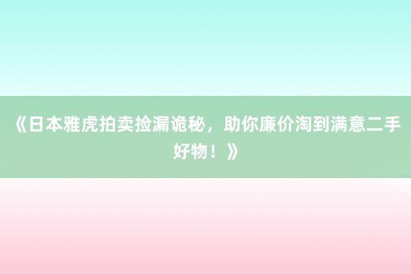 《日本雅虎拍卖捡漏诡秘，助你廉价淘到满意二手好物！》
