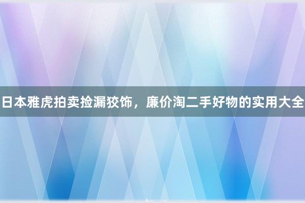 日本雅虎拍卖捡漏狡饰，廉价淘二手好物的实用大全