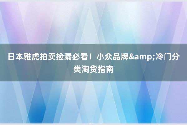 日本雅虎拍卖捡漏必看！小众品牌&冷门分类淘货指南