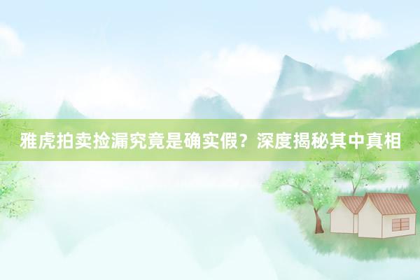 雅虎拍卖捡漏究竟是确实假？深度揭秘其中真相